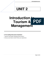 Unit 2 Introduction To Tourism & Management: A. Pre-Reading Discussion Questions