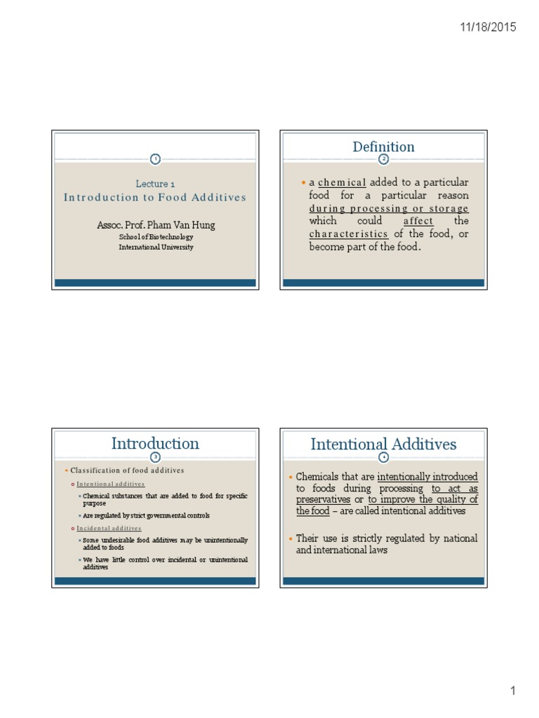 Intentional Additives Introduction To Food Additives PDF Flavor