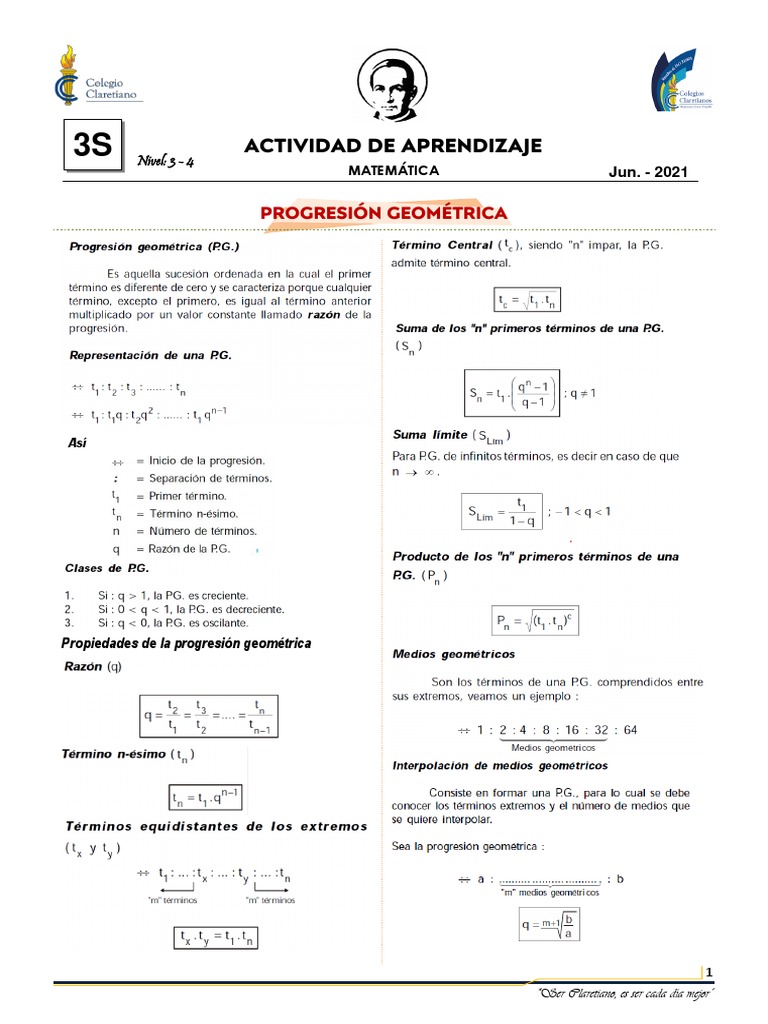 PROGRESIONES GEOMÉTRICAS Actividad 1 Pág. 1 2 PDF
