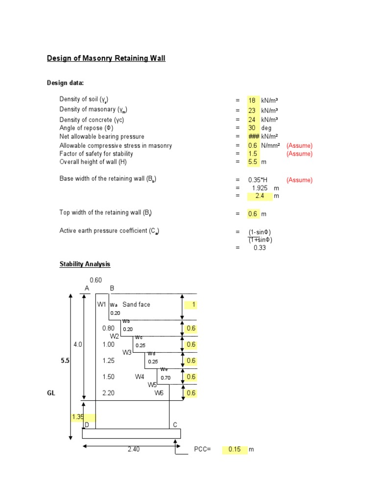 Masonry Retaining Wall Design Guide | PDF | Natural Materials | Civil ...