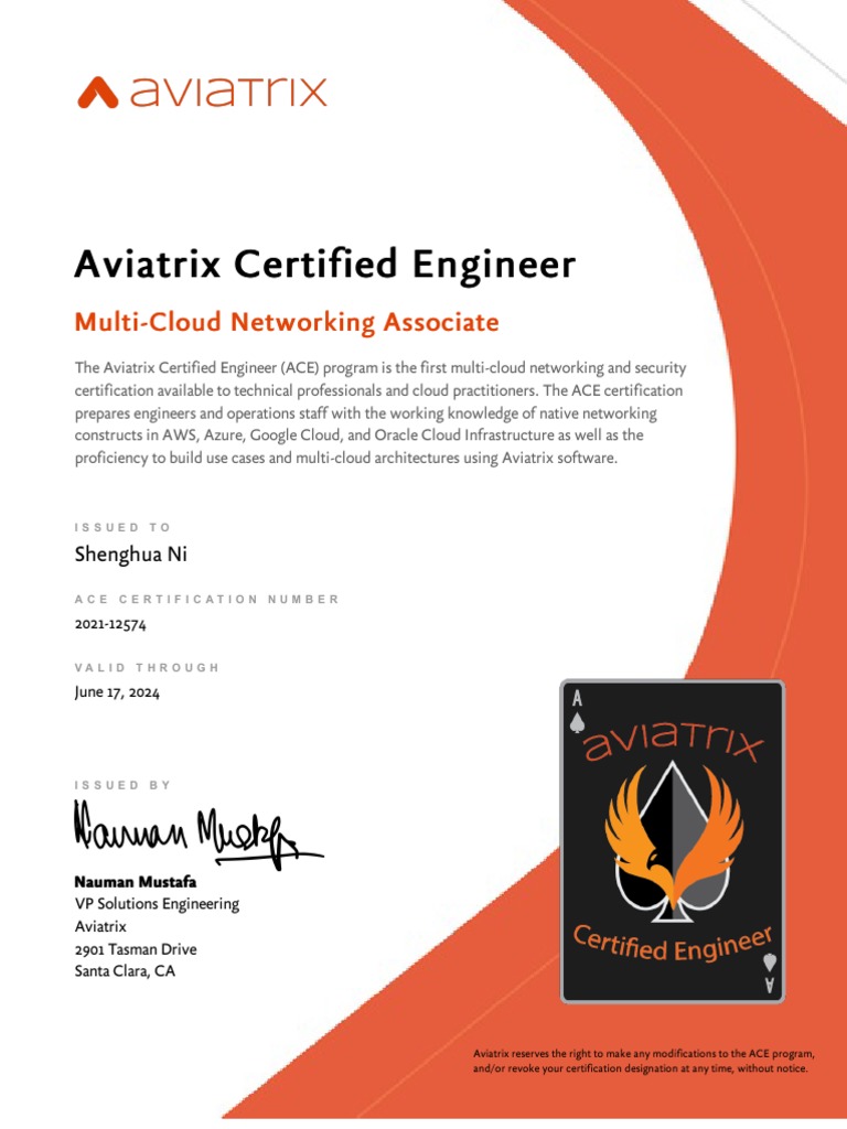 ACE Certificate | PDF