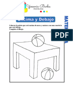 Colorea y recorta objetos encima y debajo de la mesa