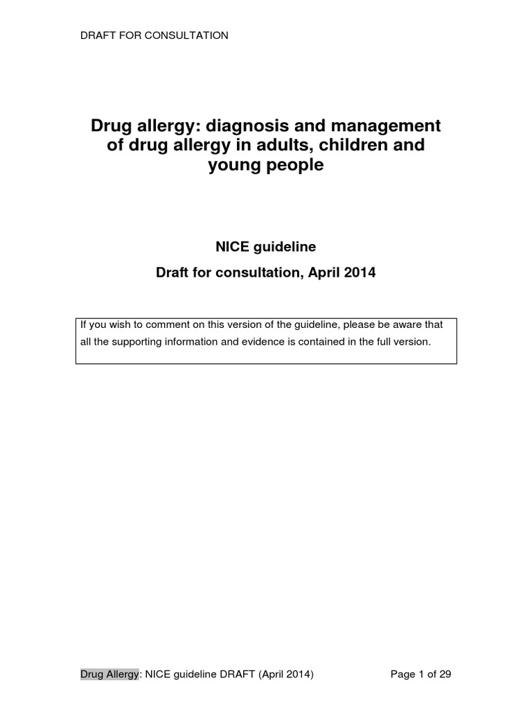 NICE Guidelines for Drug Allergy Management | PDF | Nonsteroidal Anti ...