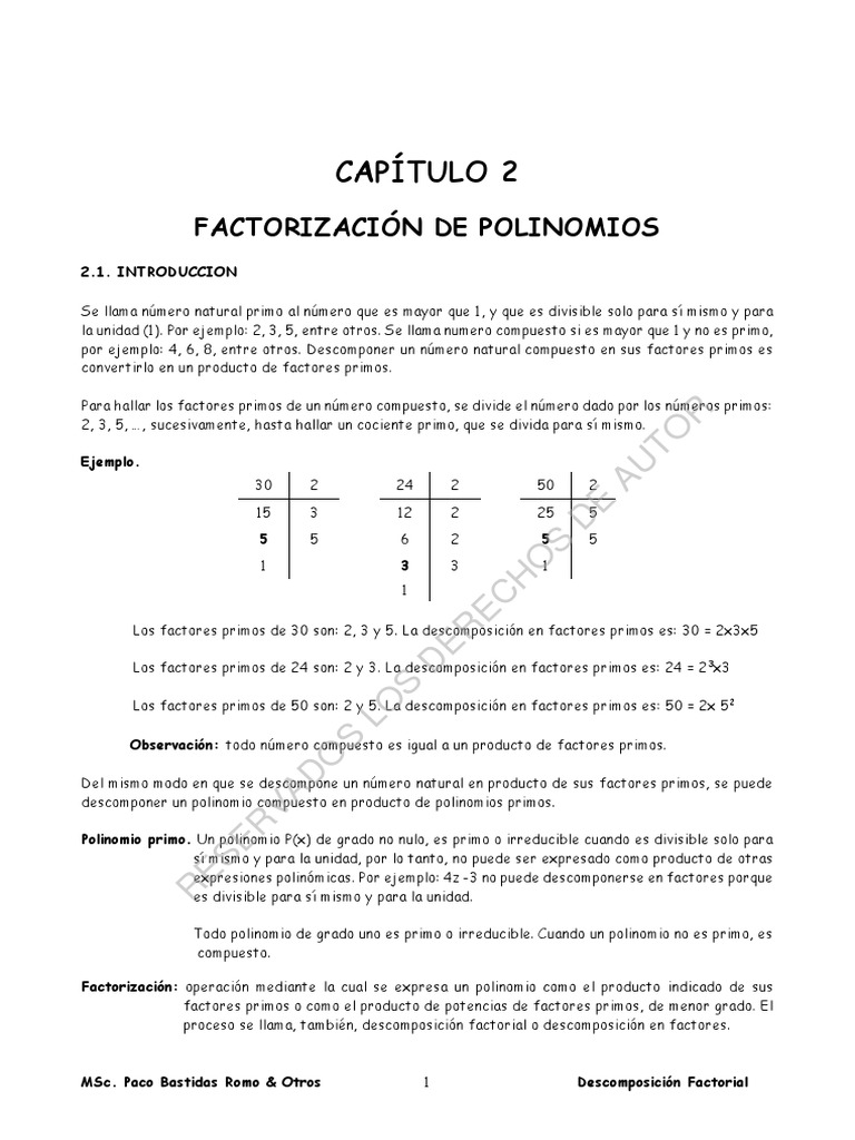 Expresiones Polinomicas Pdf Factorizacion Matematica Elemental