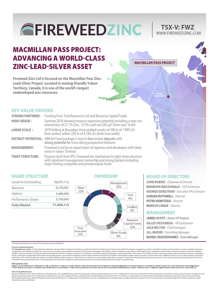Fireweed Zinc Corporate FactSheet PDF Business Science