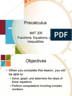 Precalculus: MAT 200 Functions, Equations, and Inequalities