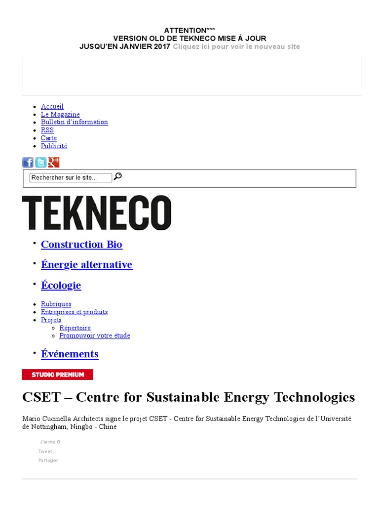 CSET - Centre For Sustainable Energy Technologies - Carte de Projet ...