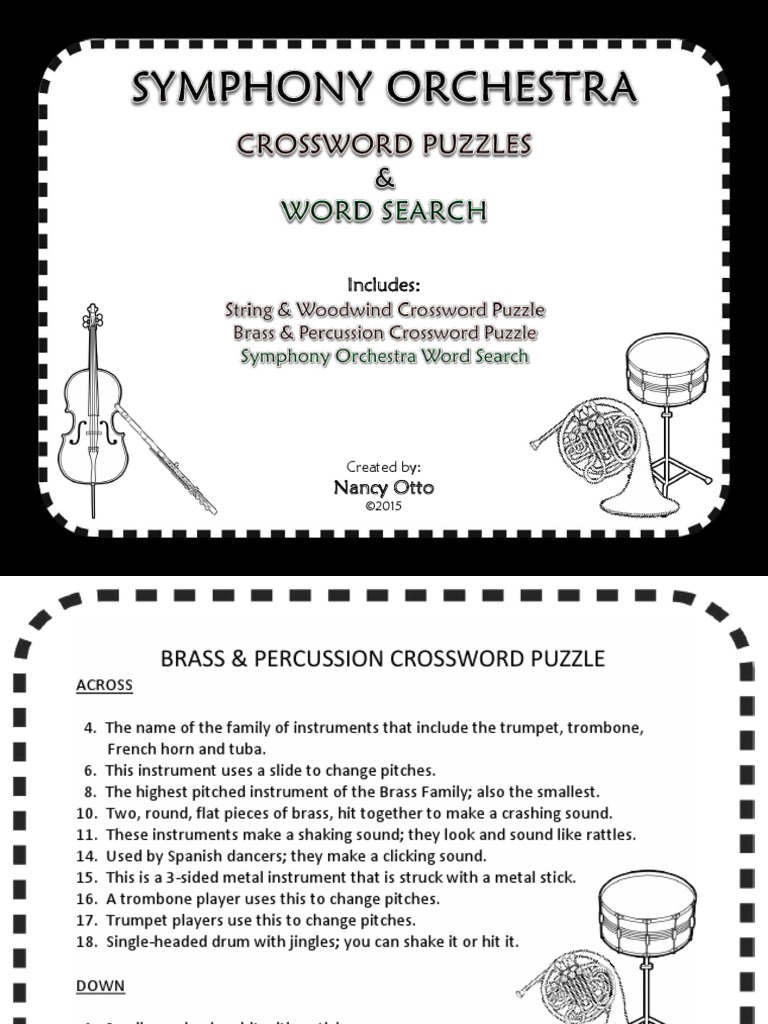 Symphony Orchestra Crossword Puzzles Word Search | PDF ...