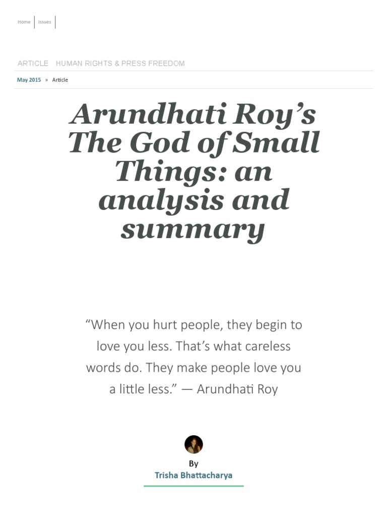 Arundhati Roy S The God Of Small Things Pdf
