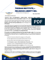 TIRL Notice Against Coerced PCR Testing