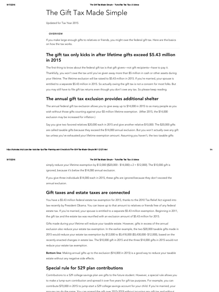 Understanding Federal Gift Tax Basics | PDF | Gift Tax In The United ...