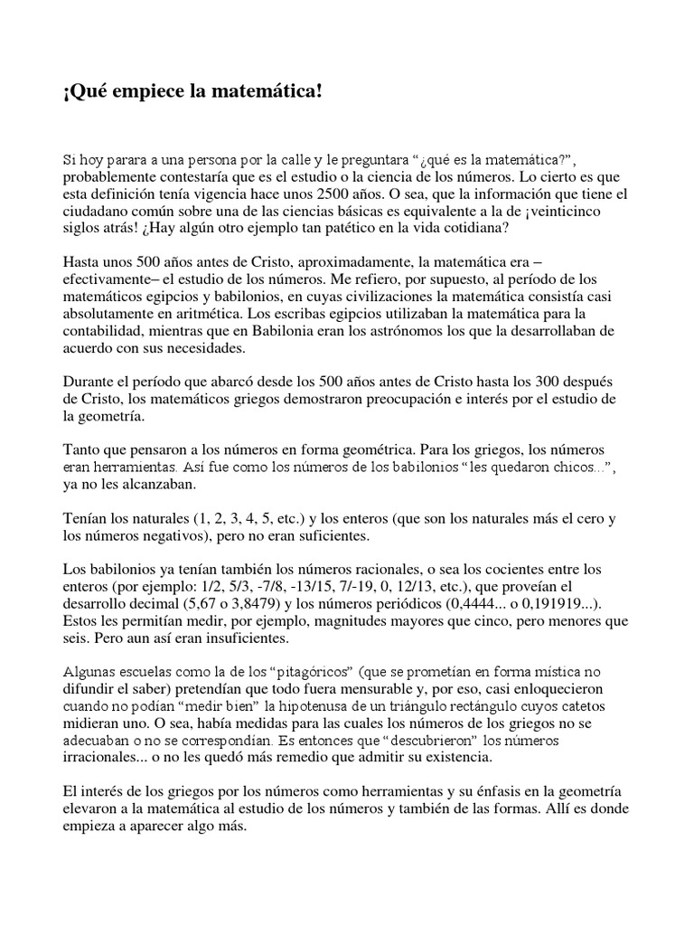Qué Empiece La Matemática | PDF | Números | Multiplicación