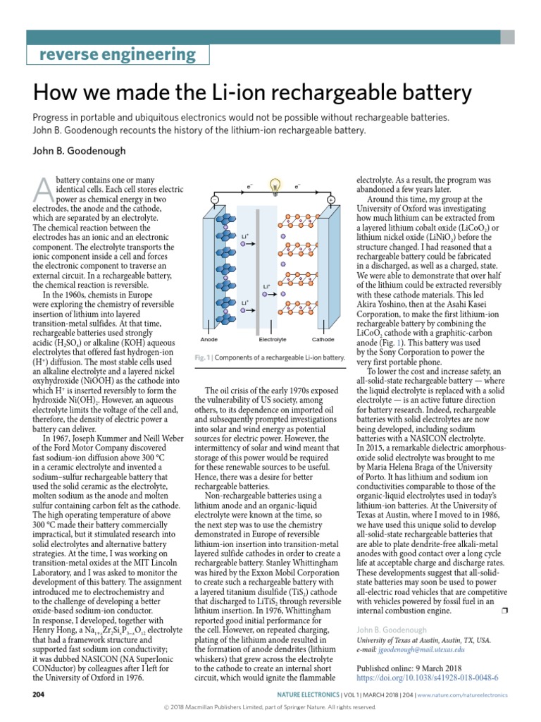 How We Made The Li-Ion Rechargeable Battery | PDF | Lithium Ion Battery ...