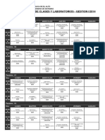 Horarios de Clases Y Laboratorios - Gestion I/2014: Universidad Pública de El Alto Carrera de Ingenieria de Sistemas