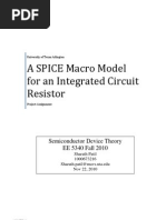 SPICE Macro Model For IC Resistor