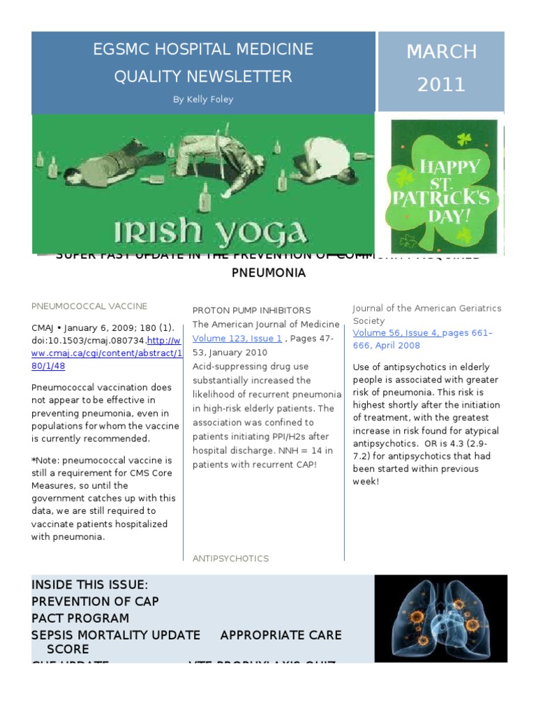 March 2011 Newsletter | PDF | Sepsis | Pneumonia