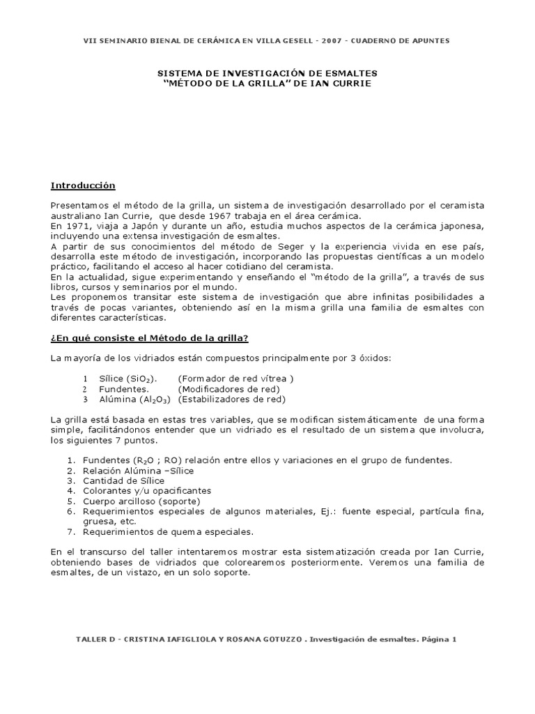 Metodo Ian Currie PDF Carbonato Cerámica