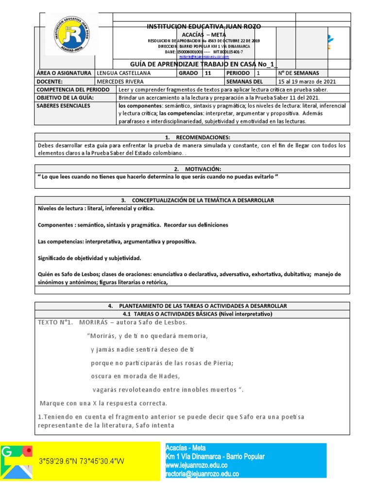 Guía de Lectura para Prueba Saber 11 | PDF | Romanticismo | Lingüística