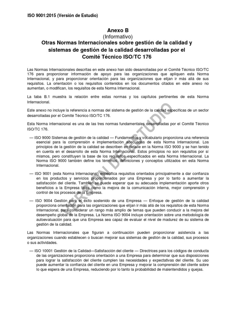 04 - ISO 9001 - 2015 SGC Anexo B | PDF | Gestión de la calidad ...