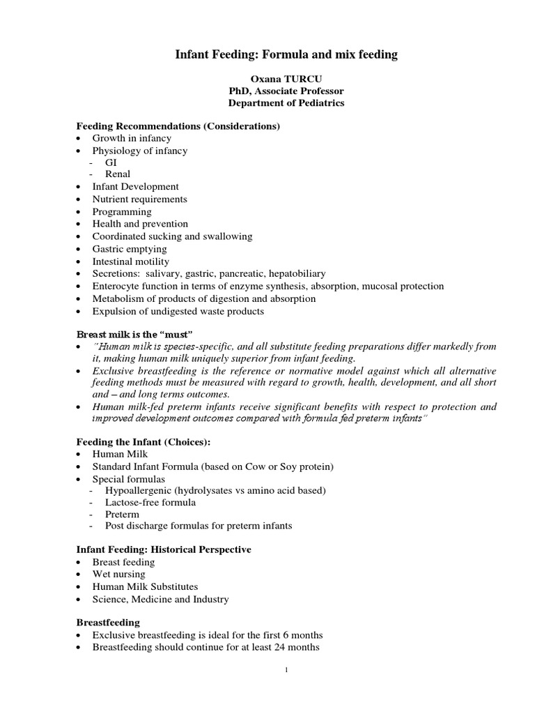 Infant Feeding Formula and Mix Feeding PDF Breastfeeding Breast Milk