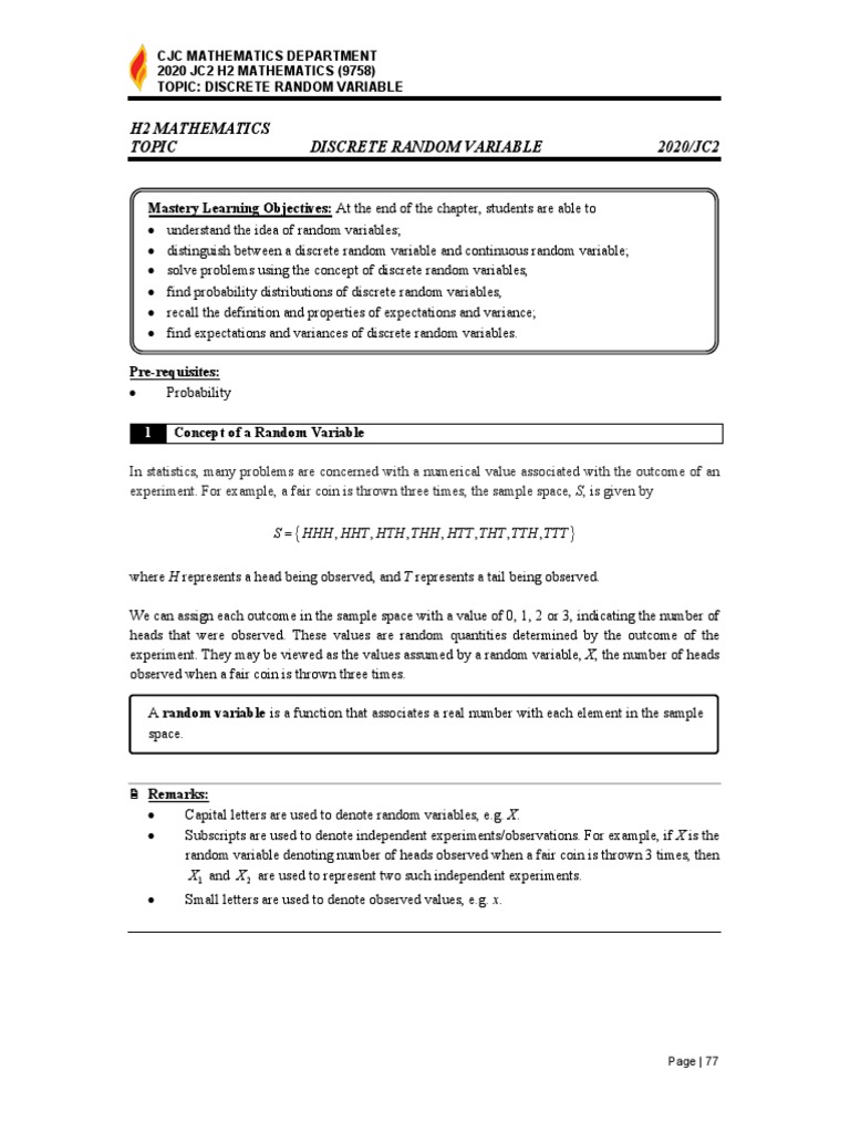 Discrete Random Variables Explained | PDF | Probability Distribution ...