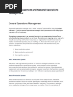 Project Management and General Operations Management