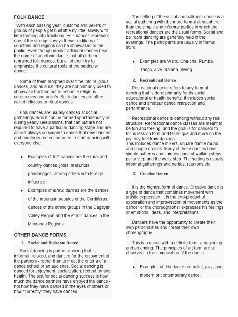 Understanding Folk and Dance Forms | PDF | Ballroom Dance | Dances