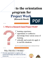 Welcome To The Orientation Program For: Project Work