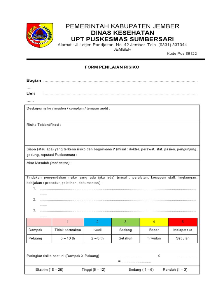 Form Penilaian Resiko | PDF