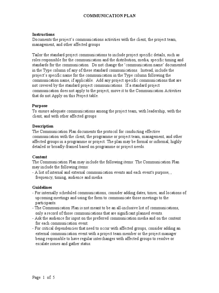 Project Communication Plan Guide | PDF | Leadership | Communication