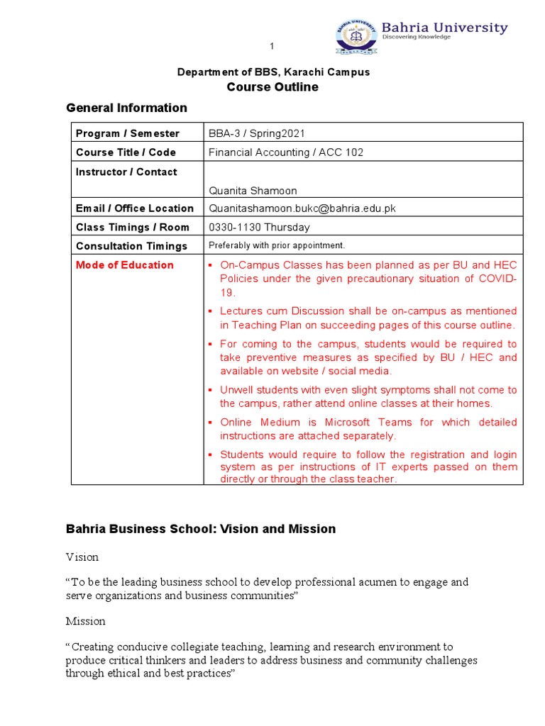 Financial Accounting Course Ourline 28032021 010744am | PDF ...