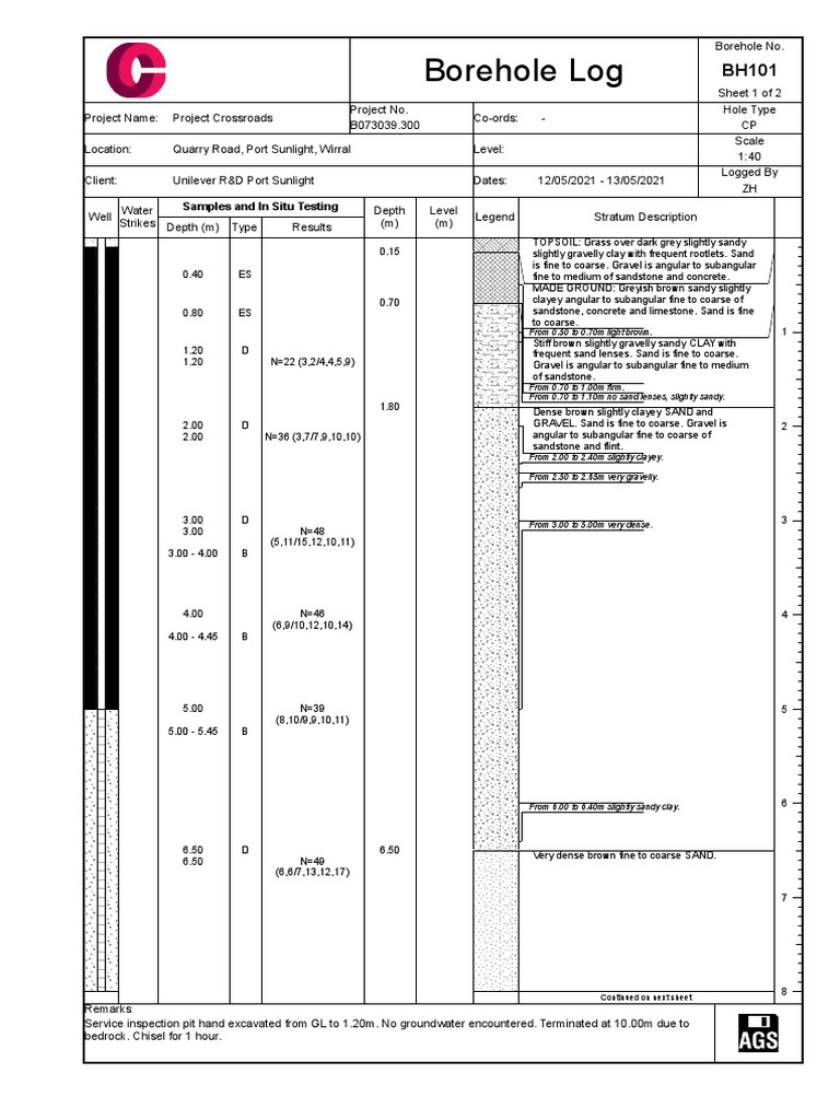 Borehole Log: Samples and in Situ Testing | PDF | Borehole