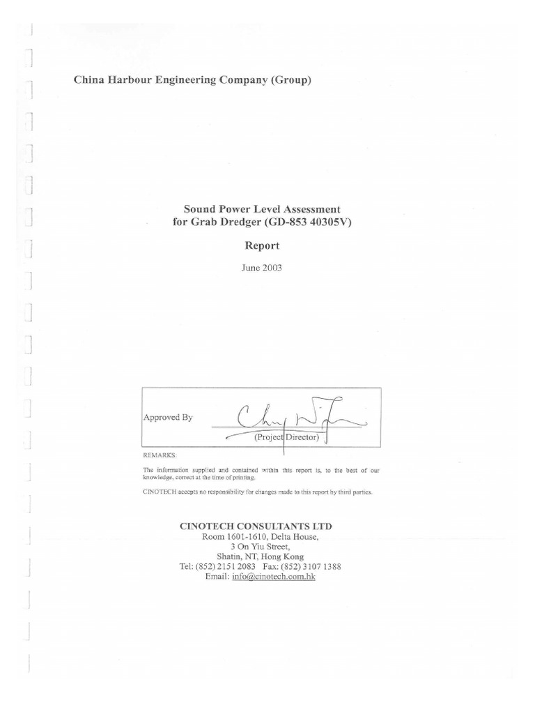 Noise Assessment for Grab Dredger GD-853 | PDF | Decibel | Noise