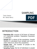 Sampling: Tutor Name: Mr. Rahul Berry