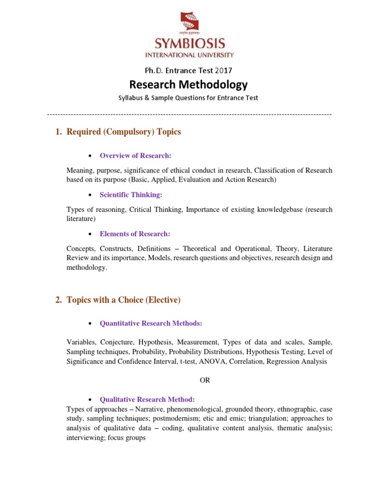 PhD Research Methodology Syllabus 2017 | PDF | Qualitative Research ...
