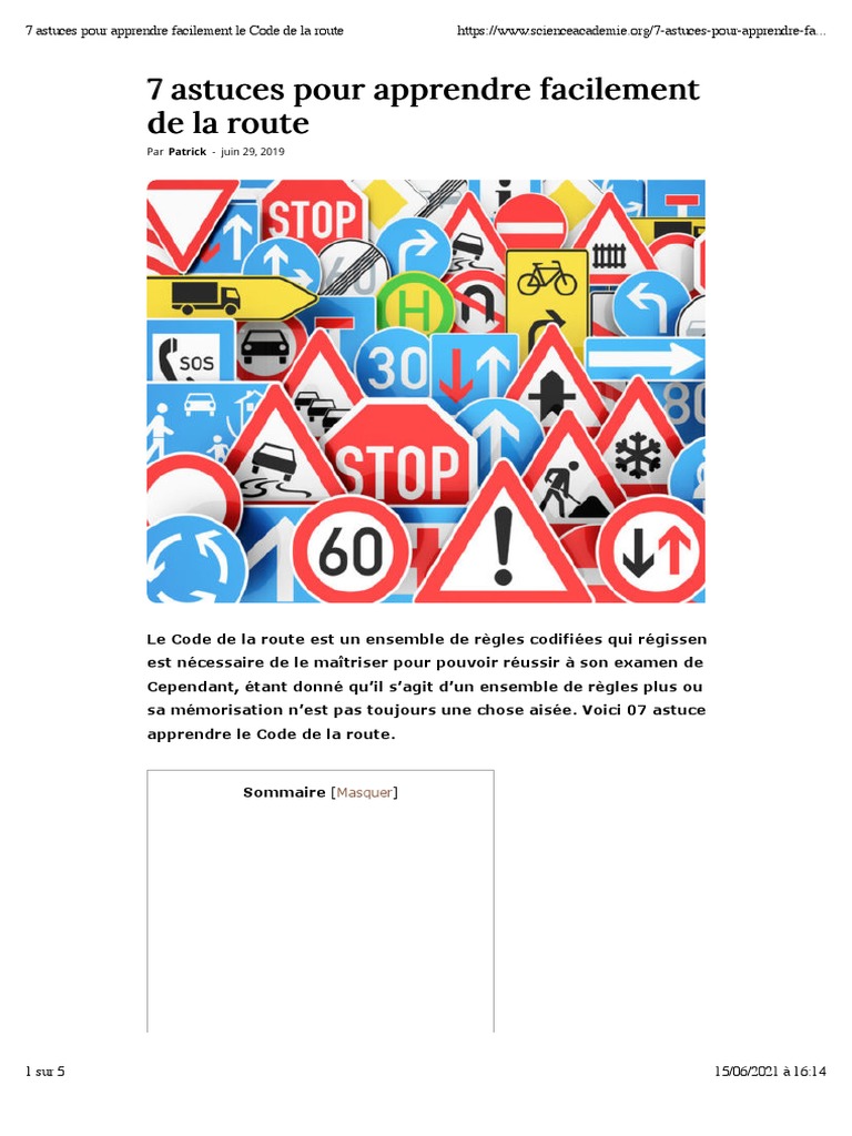 7 astuces pour maîtriser le Code de la route | PDF | Feu de circulation ...