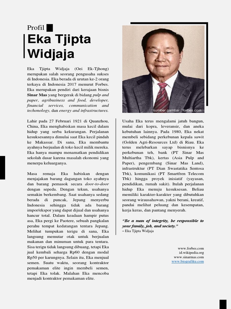 Profil Biografi Eka Tjipta Widjaja Sinarmas Pdf