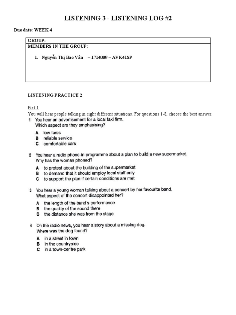 Listening Log #2: Practice Insights | PDF | Vocabulary