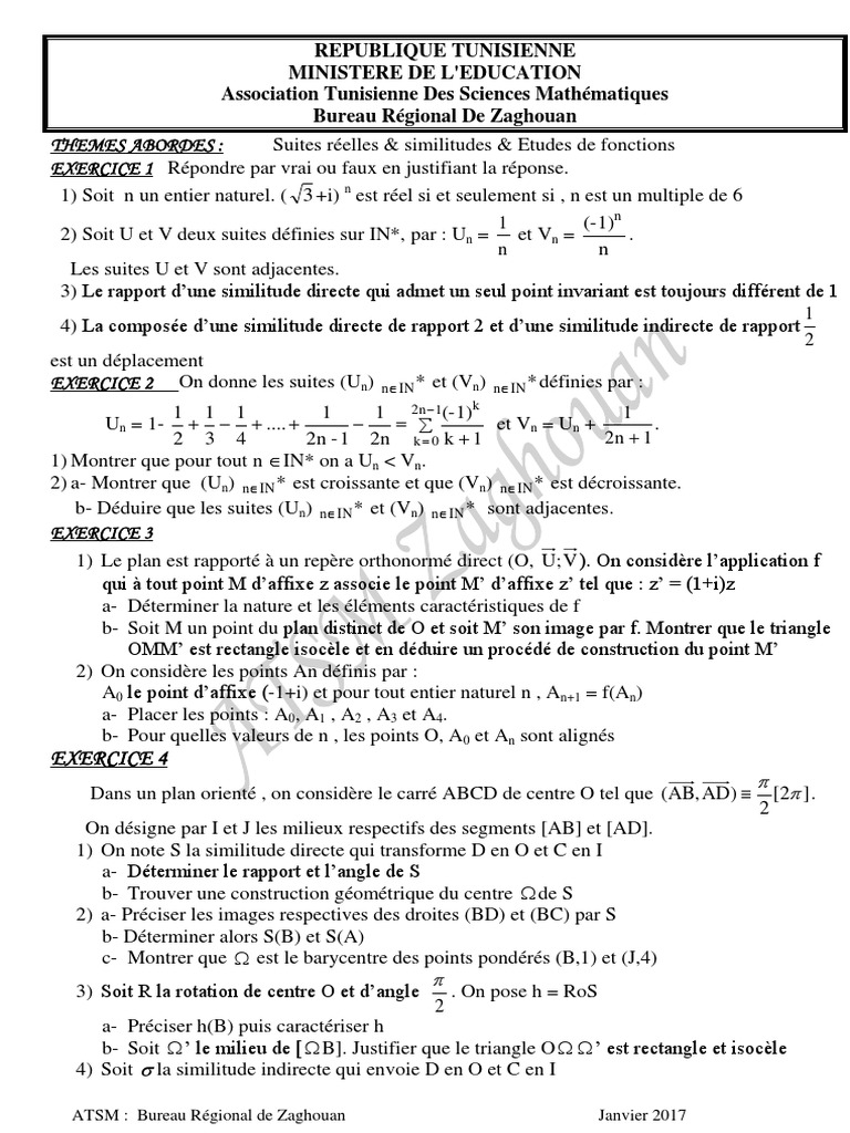 ATSM Janvier - 2017 | PDF | Géométrie | Concepts mathématiques