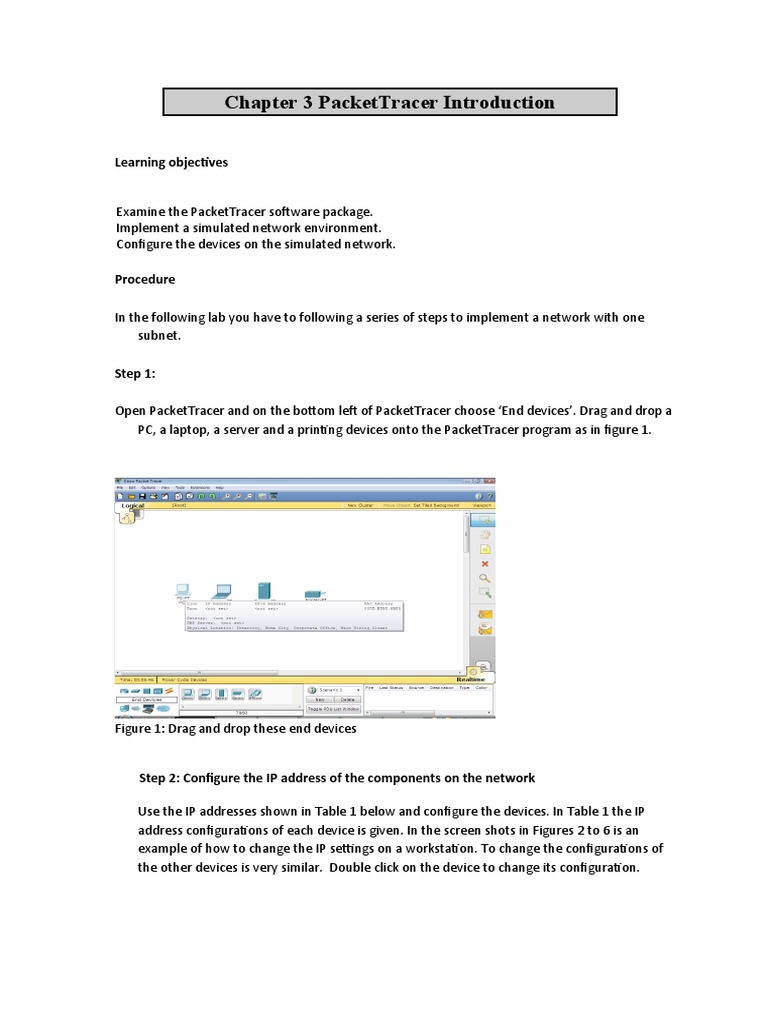 PacketTracer Network Setup Guide | PDF | Ip Address | Router (Computing)