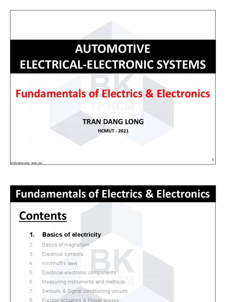 Automotive ElectricalElectronic Systems Fundamentals of Electrics & Electronics PDF PN