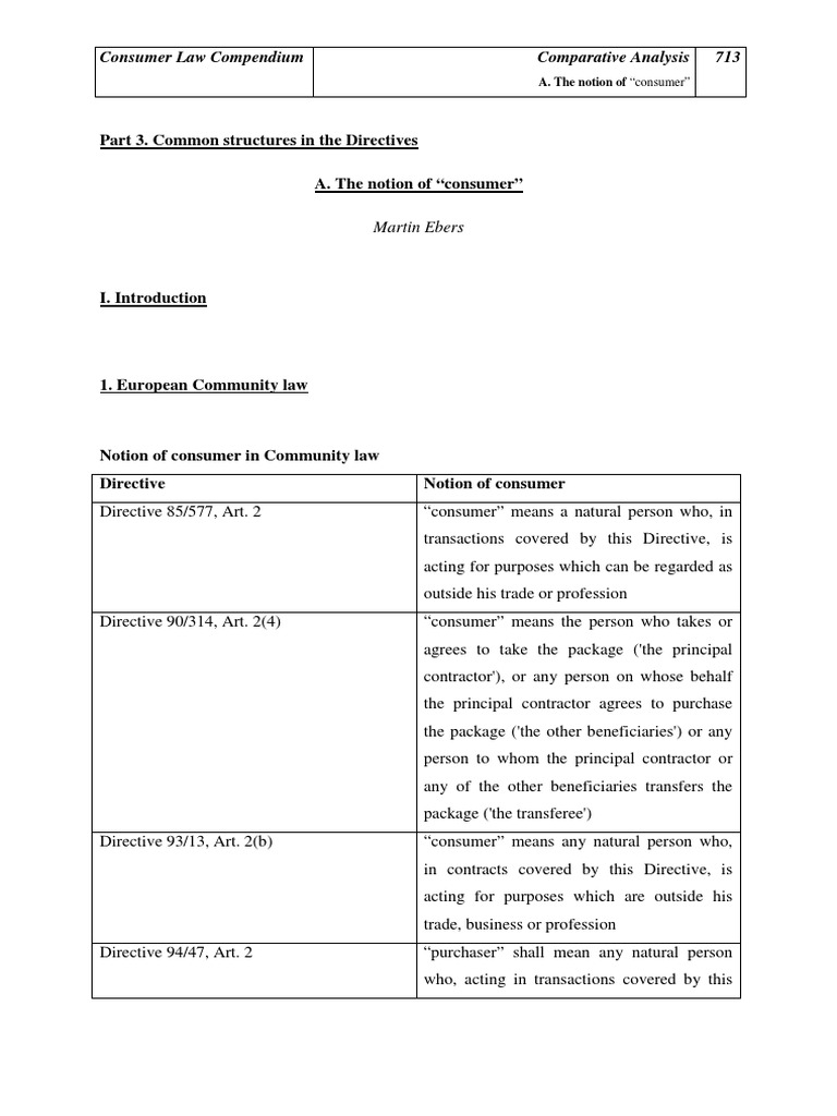 Part 3. Common Structures in The Directives: Consumer Law Compendium ...