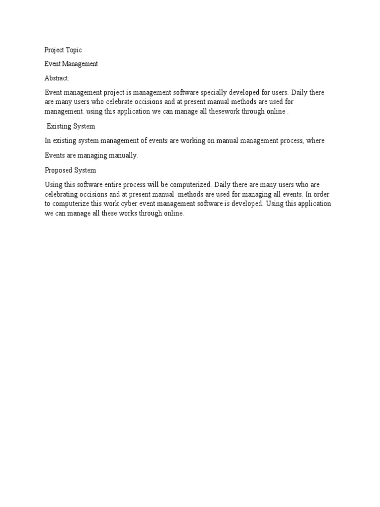 Project Topic Event Management Abstract | PDF