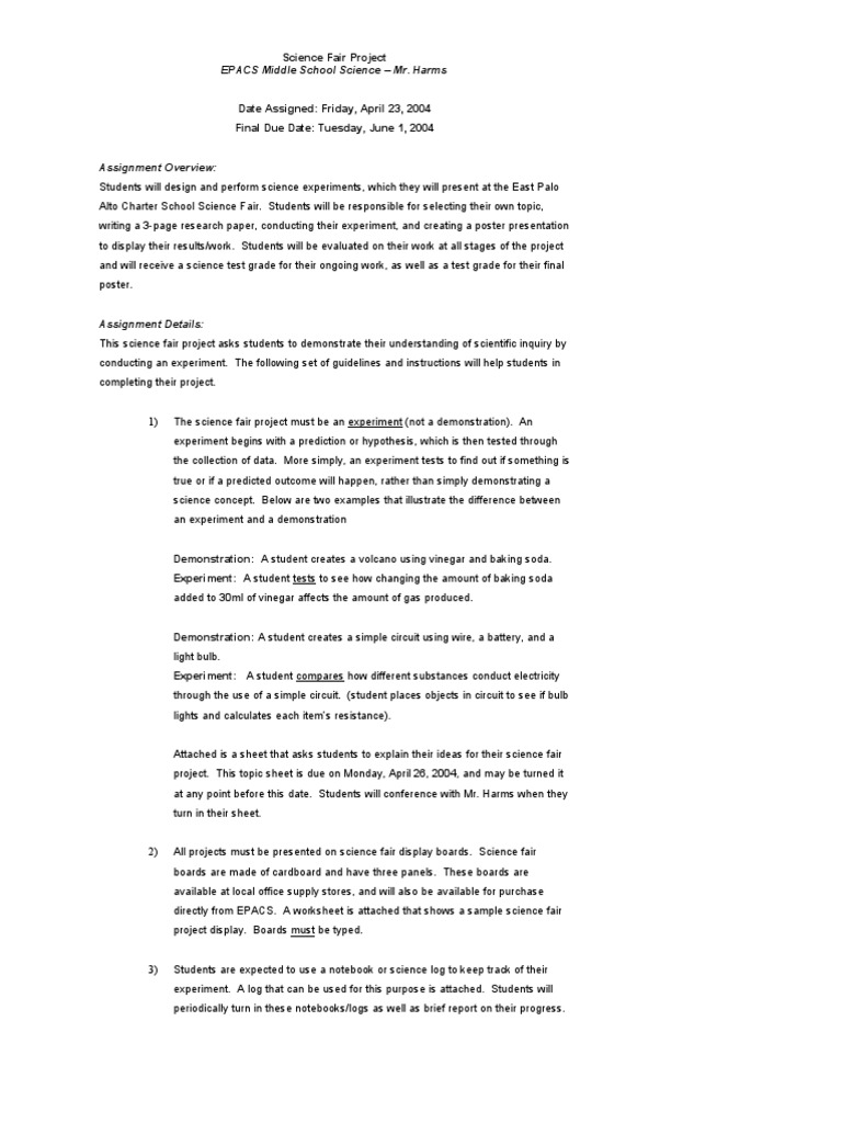 Middle School Science Fair Guide | PDF | Experiment | Methodology