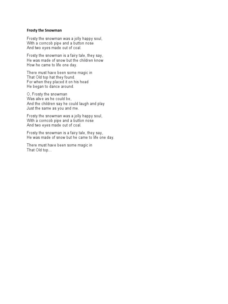 Frosty The Snowman | PDF