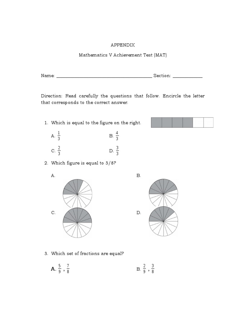 Mathematics Achievement Test MAT Mathematics