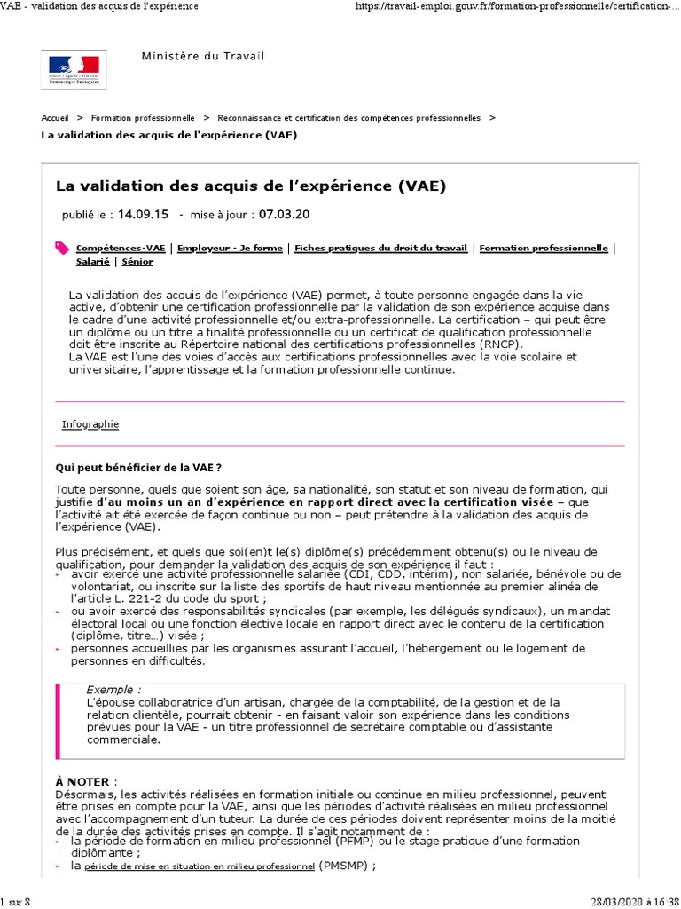 la validation des acquis professionnels vap La validation des acquis de l'expérience [VAE] main image 0