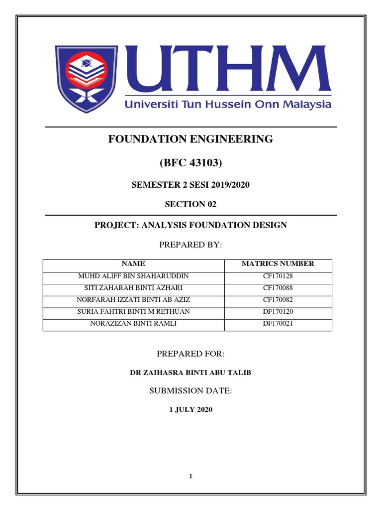 Foundation Engineering Project Report | PDF | Deep Foundation ...