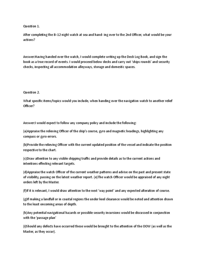 Questions Oral Brevet Oow PDF Anchor Compass