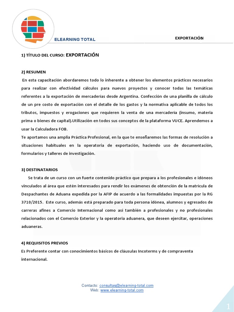 Curso Práctico de Exportación en Argentina | PDF | El comercio ...
